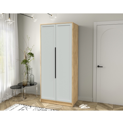 Шкаф распашной Тренд КТ-Ш2 (Дуб золотой ЛДСП/ Грэй ЛМДФ) Ш918 В2128 Г547